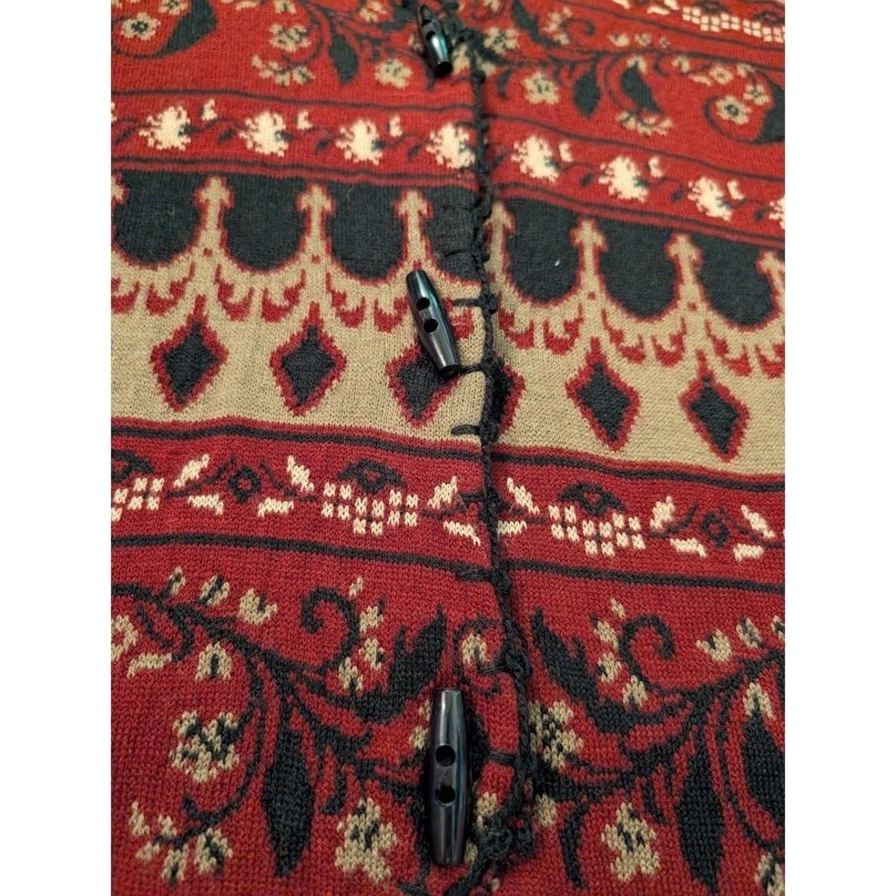 Circus Brand Vintage Boho 90s Vest Pattern Black Tan Button-Front Colorful - Picture 7 of 8